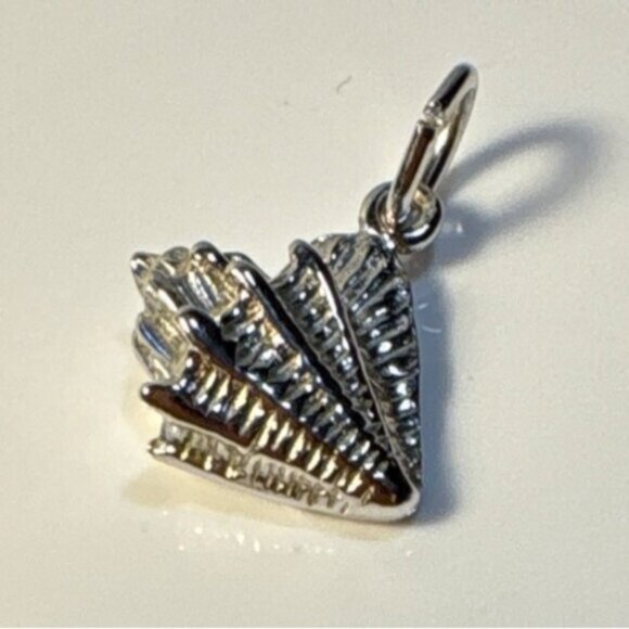 Sterling Silver Seashell Charm Pendant 3D Nautical Beach Conch Shell Beautiful